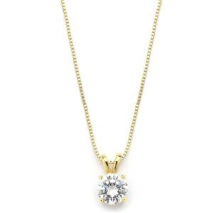Cubic Zirconia Crystal Gold Pendant Necklace for Women, 2 Carat CZ